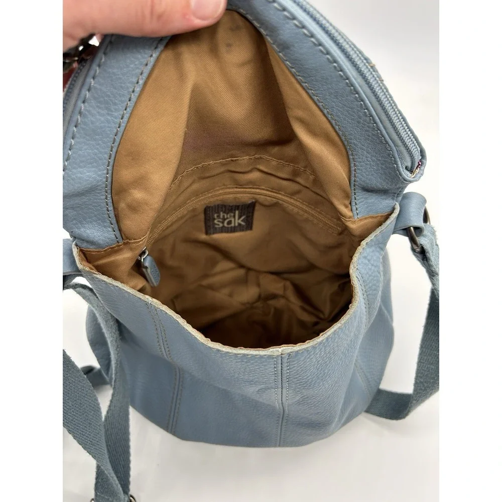 The Sak Deena Flap Crossbody Bag‎ Leather  Blue Boho Slouchy Messenger